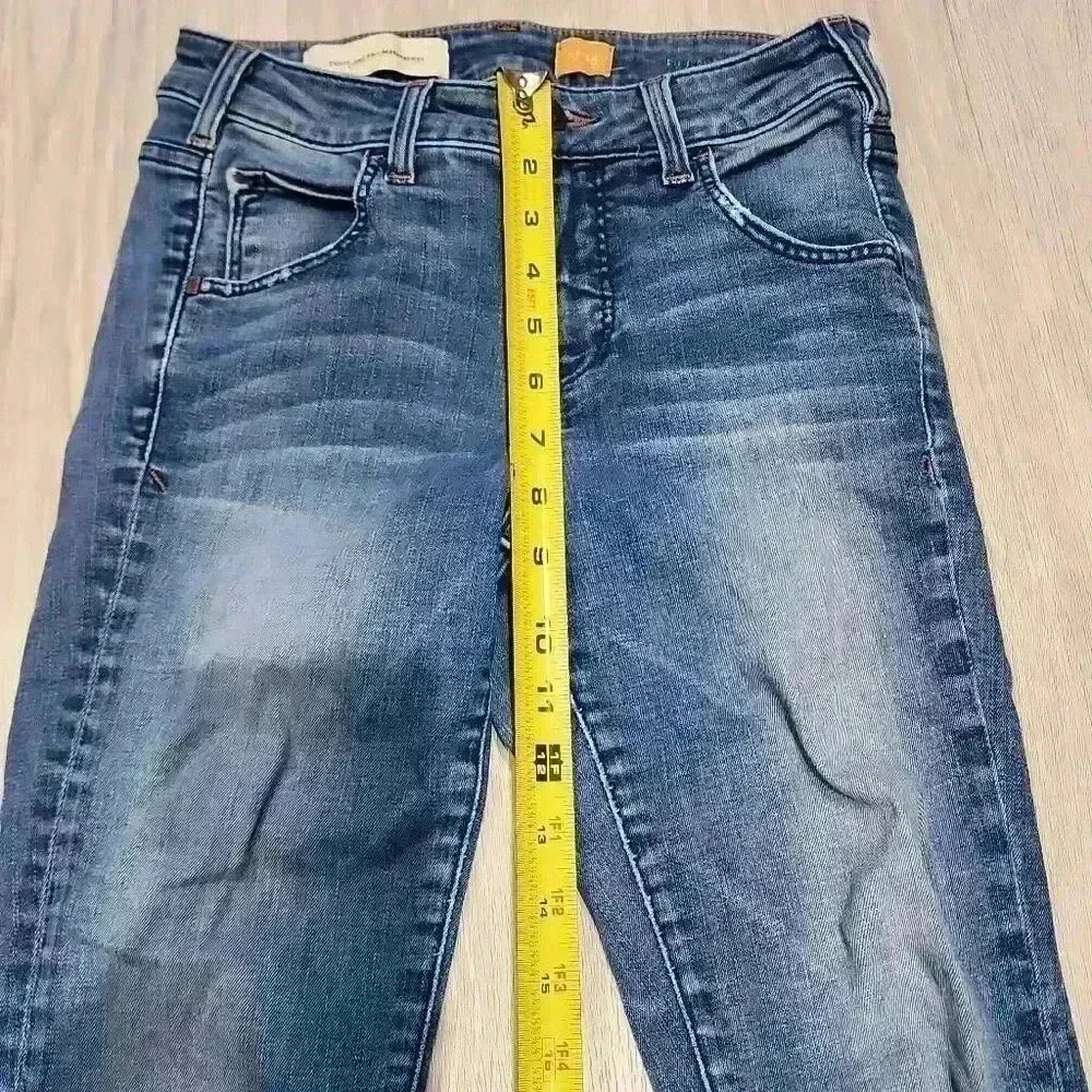 Pilcro and the Letterpress Women's Mid-Rise Distressed Skinny Jeans Blue Size 25 - Picture 4 of 9
